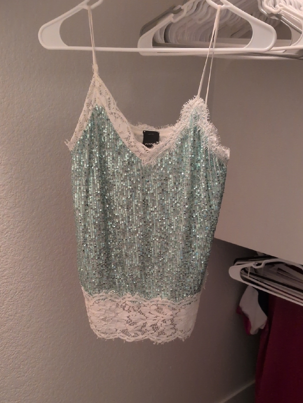Pinko Lace Cami Tank Top - Mint